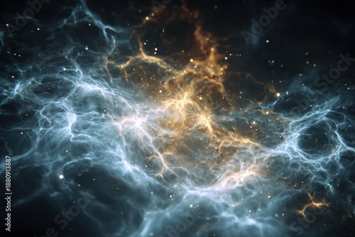 Golden Nebula Galaxy Space Exploration Adventure Fantasy Background Art