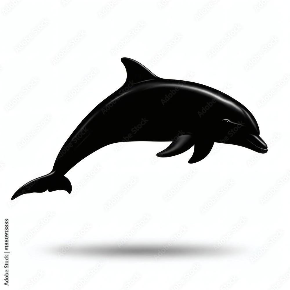 Fototapeta premium Dolphin Silhouette Isolated on White Background