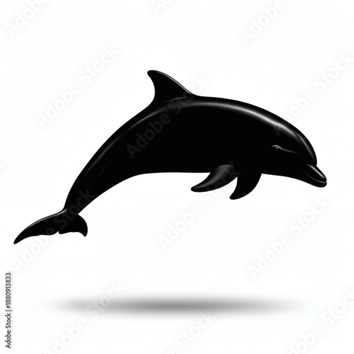 Dolphin Silhouette Isolated on White Background