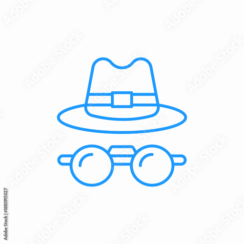 detective hat glasses icon sign vector