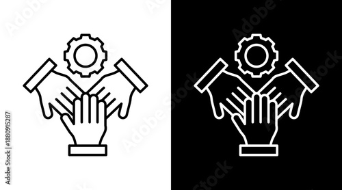 Team Building White Icon Set Design