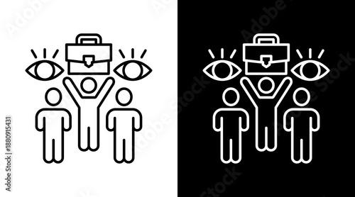 Business Vision  White Icon Set Design