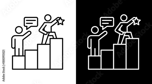 Leadership Growth  White Icon Set Design