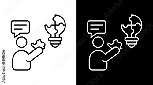 Problem Solving White Icon Set Design