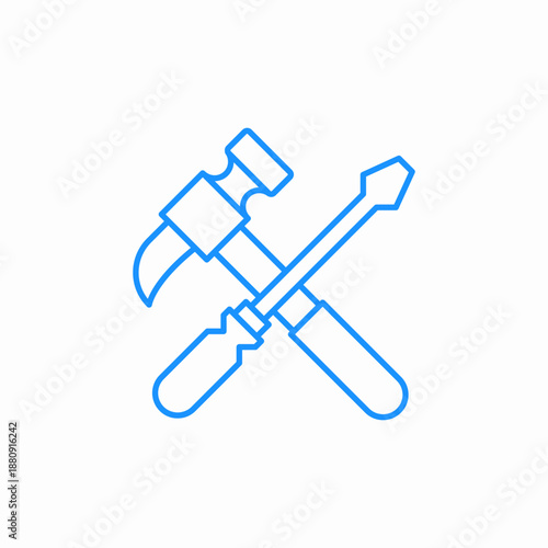 hammer screwdriver tools icon sign vector