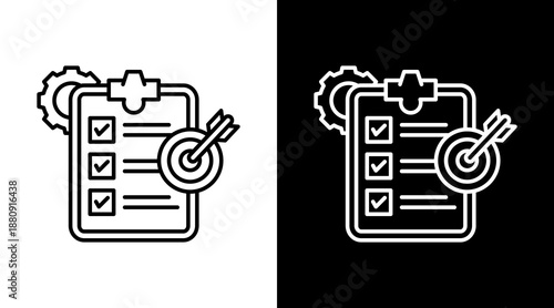 Action Plan White Icon Set Design