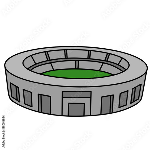 Simplified soccer stadium with field suitable for sports designs, sports event promotions, soccerthemed graphics, sports blogs, and social media.