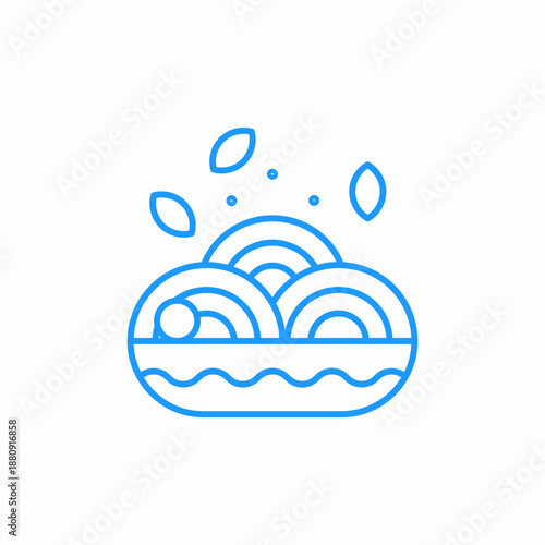 hot noodle soup icon sign vector