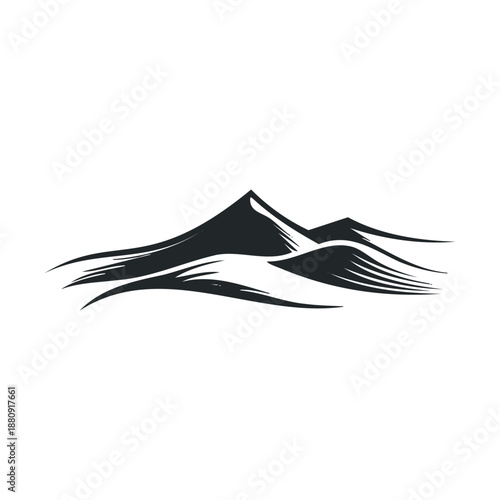 Stylized mountain range vector illustration featuring dynamic peaks and flowing lines, capturing the essence of a rugged natural landscape with artistic flair.