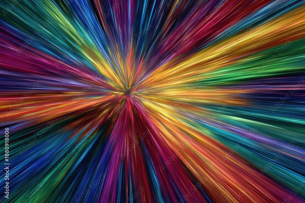 Obraz premium Colorful Abstract Explosion Radiating from a Central Point of Light