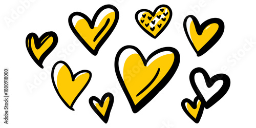 Hand Drawn Scribble Heart Doodle Collection Isolated on White Valentine Card Design