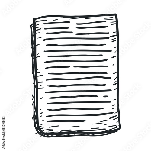 Hand drawn paper document with lines representing text or notes, providing a versatile and authentic doodle illustration for various creative projects.