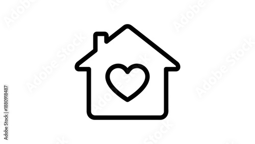 House with heart symbol isolated on a transparent background
