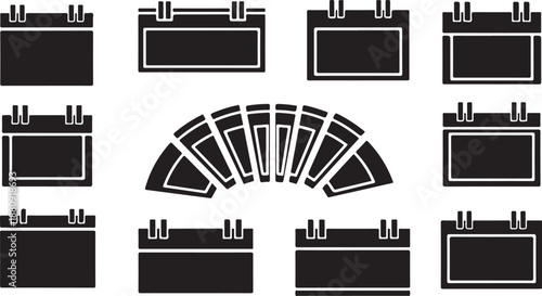 Set of nine modern mosque facade elements with geometric patterns and minarets flat design vector illustration