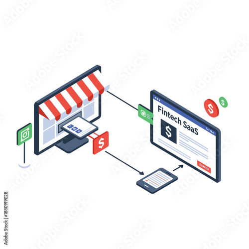 Online shopping and mobile payment transaction illustration.