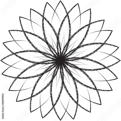 Intricate black and white floral mandala design