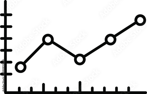Line graph illustration showing upward trend with data points on a simple grid layout and black lines