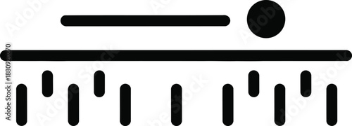 Equalizer graphic illustration with lines and circle on transparent background, viewed from directly above, showing dynamic sound levels