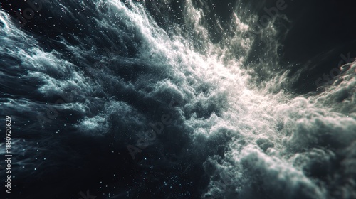 Celestial Cloudscape: Cosmic Dust and Nebula in Dark Space, Dreamlike Vision