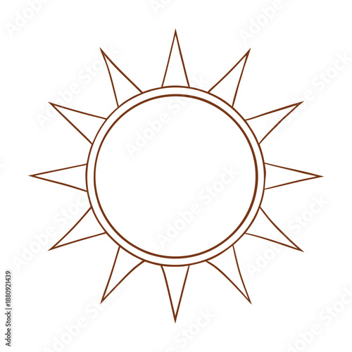 A cheerful coloring page featuring a bright, smiling sun with radiant rays shining down, perfect for kids to color and bring warmth and happiness to the scene.
