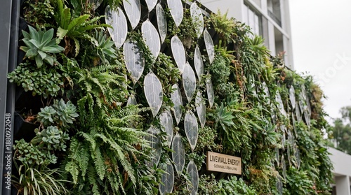 Sustainable Vertical Green Wall with Integrated Bioenergy Technology and Lush Plants
