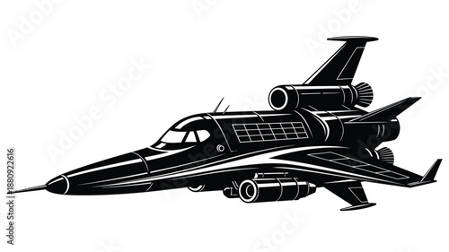 Vintage jet aircraft in stark black and white a striking silhouette