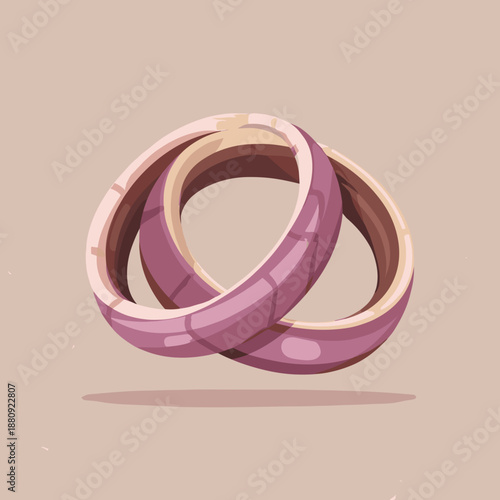 Intertwined wedding rings in soft pastel colors symbolizing love marriage and eternal commitment in minimal flat illustration style