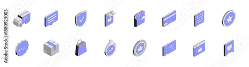 Set of E-Commerce Isometric Icons 