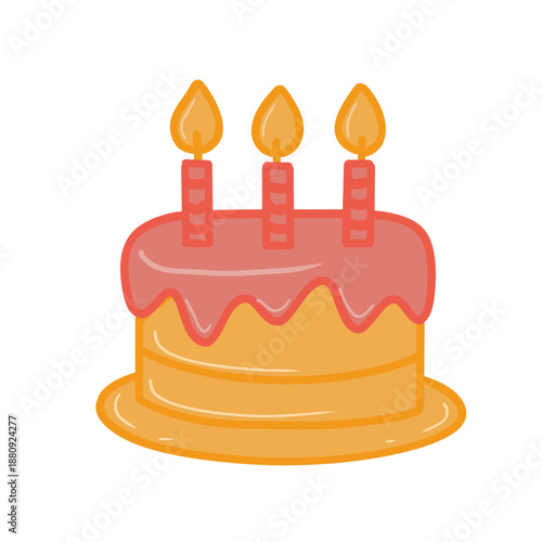 Cartoon birthday cake vector icon for celebration
