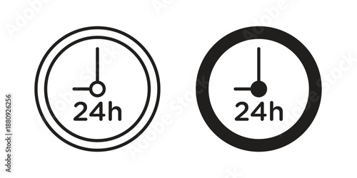 24 Hour time icons with different styles. Vector logo illustration simple design.
