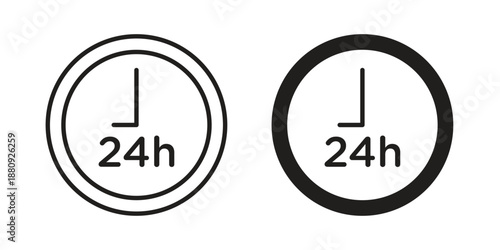 24 hours icons with different styles. Vector logo illustration simple design.