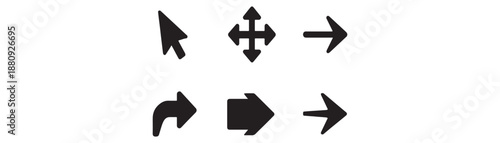 Arrow icon set. Arrow.Collection different arrows sign. Modern simple arrows. Black arrow pointing to the right. Black direction pointer. Vector illustration.	