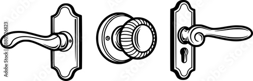 Vintage Door Hardware Illustrations: Lever, Knob, and Handle Designs

