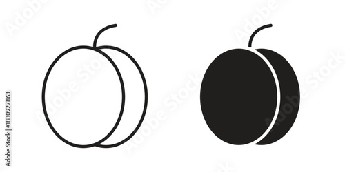 Apricot icons with different styles. Vector logo illustration simple design.