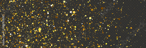 Gold glittering dust with stars on transparent backdrop