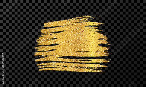 Gold brush stroke on white background