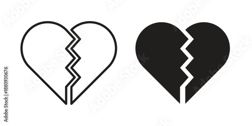 Broken heart icons with different styles. Vector logo illustration simple design.