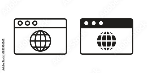Browser icons with different styles. Vector logo illustration simple design.