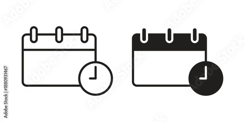 Calendar clock icons with different styles. Vector logo illustration simple design.