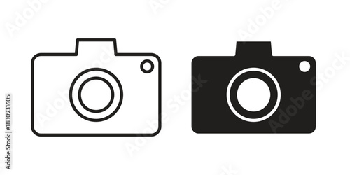 Camera icons with different styles. Vector logo illustration simple design.
