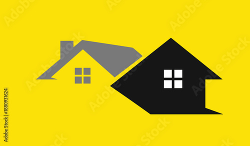 Modern real estate house logo with overlapping home silhouettes, perfect for property businesses, construction companies, home services, realtors, and architecture branding