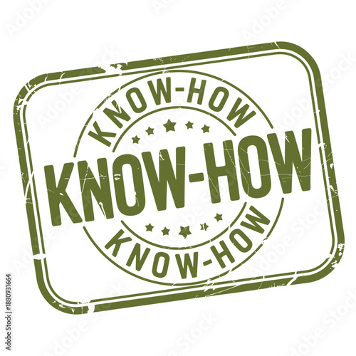 Green stamp displaying the text know how with a distressed circular border