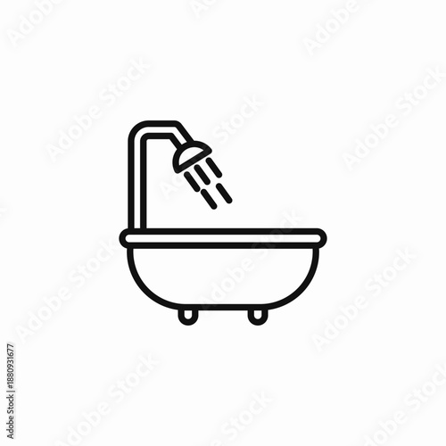 bathtub shower running icon sign vector