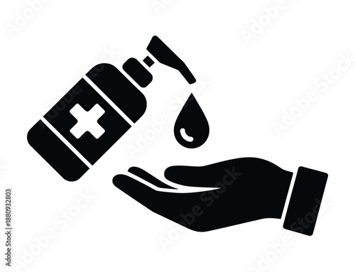 hand receiving liquid from a medical bottle