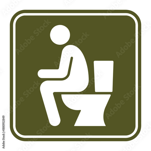restroom toilet sign with person sitting on the toilet