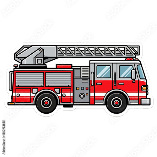 Red fire truck with ladder on top for emergency response situations
