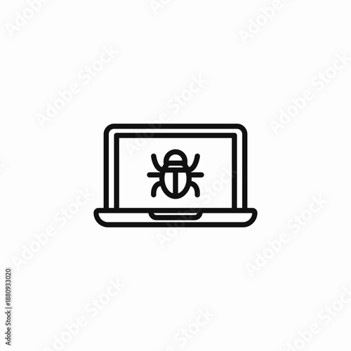 laptop bug malware icon sign vector