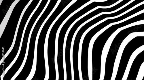 Zebra animation shows a play button hovering above a psychedelic black and white zebra patterned surface.