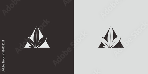 Leafy triangle minimalistic logo variations