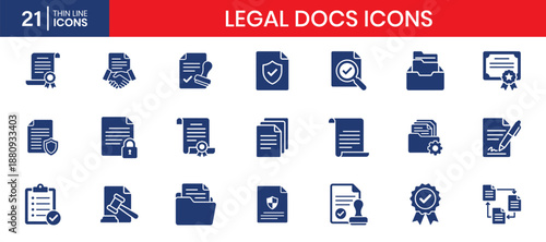 Legal Docs Fill Color Icon Set Unique Documents